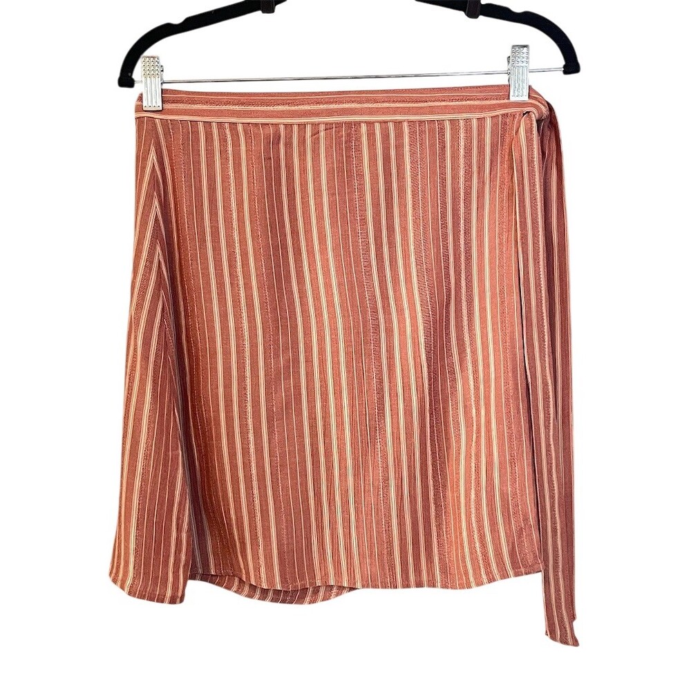 NWT American Eagle Y2k Striped Wrap Skirt Women’s S Rust Summer Beach Coastal